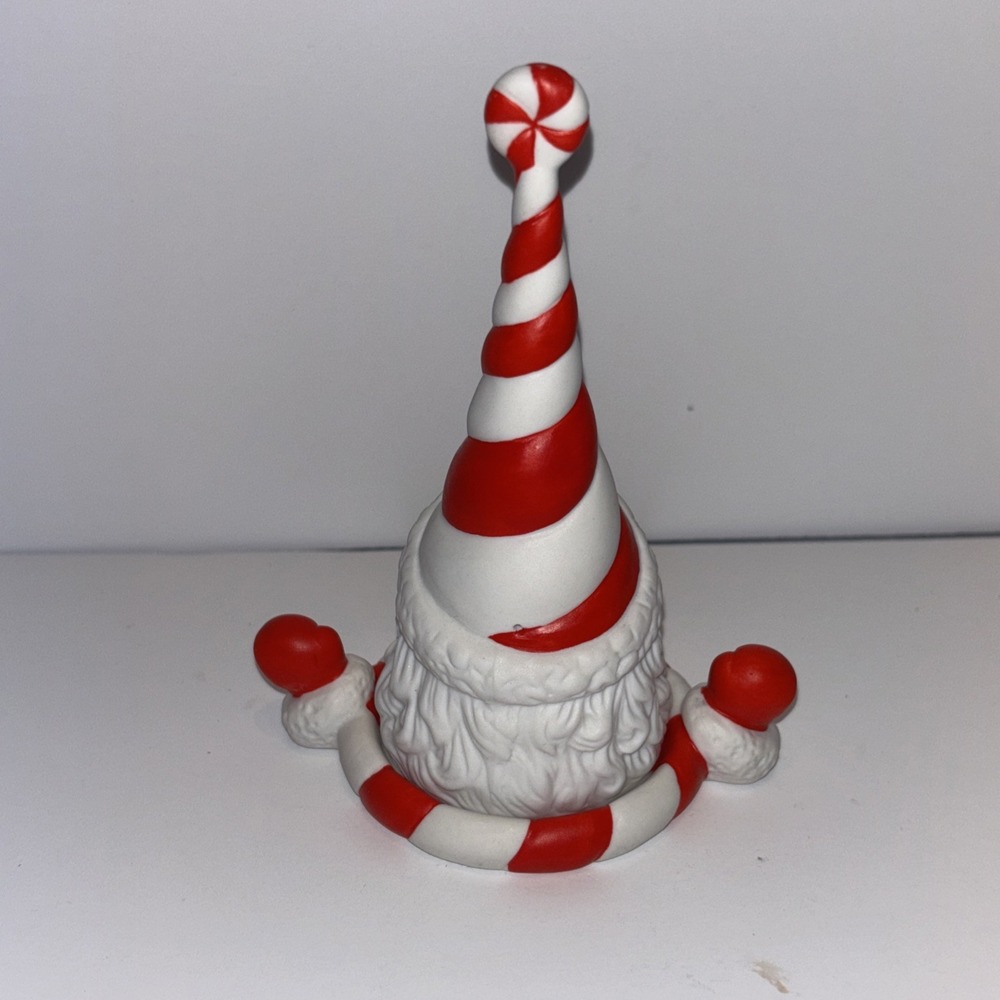 RETIRED Partylite Peppermint Bark Ceramic Santa Candle Snuffer 5.5 Inches Tall - Picture 3 of 5
